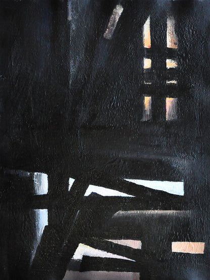 Abstract Oil Painting of Shadowed Perspectives and Mysterious Light