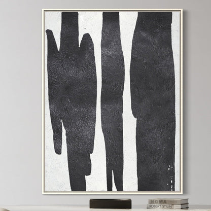 Emotive Abstract Oil Painting in Black and White for Modern Home Decor