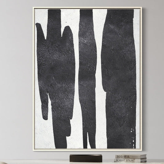 Emotive Abstract Oil Painting in Black and White for Modern Home Decor