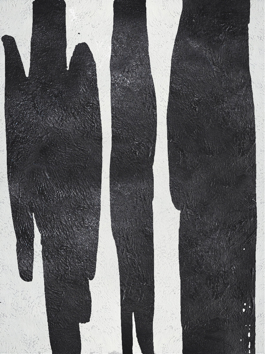 Emotive Abstract Oil Painting in Black and White for Modern Home Decor