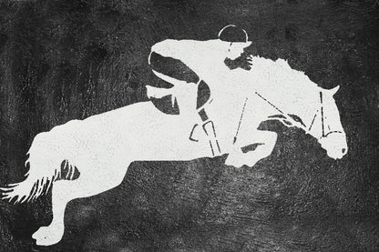 Dynamic Equestrian Jumping Art – Elegant Horse and Rider Oil Painting