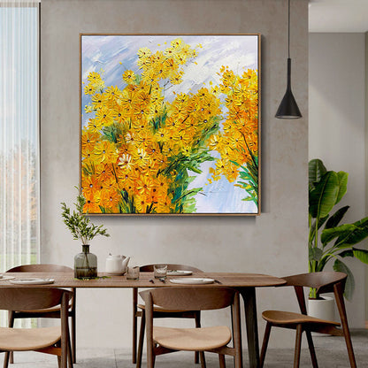 Vibrant Yellow Daisies Oil Painting - Bright Floral Wall Art for Modern Decor