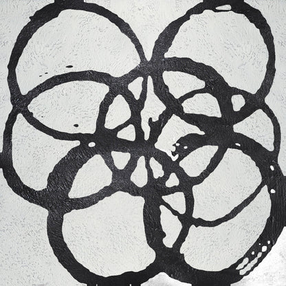 Contemporary Abstract Black and White Floral Oil Painting for Modern Home Decor