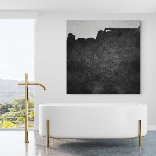 Contemporary Black and White Abstract Oil Painting for Modern Home Decor