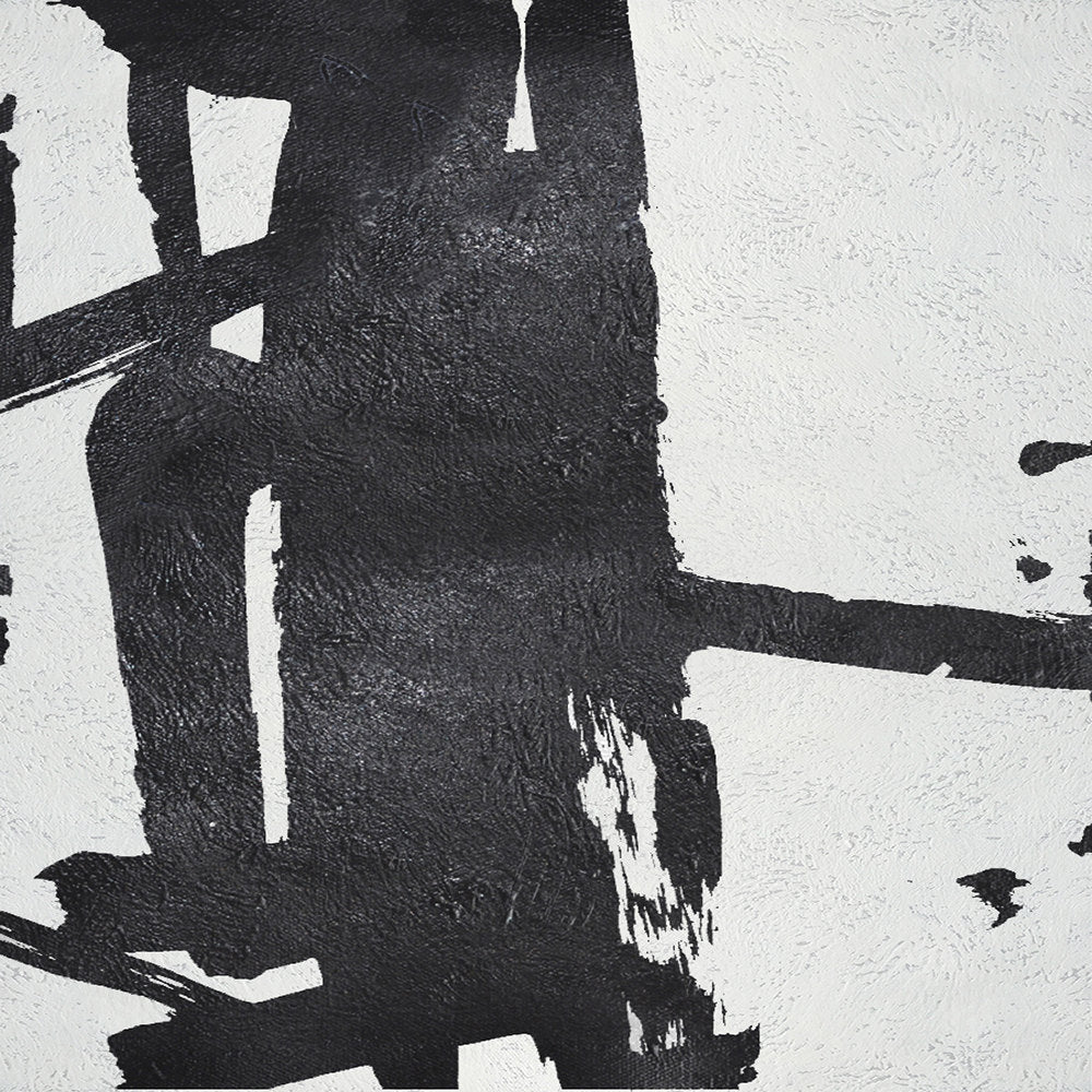 Modern Abstract Black and White Oil Painting for Contemporary Decor