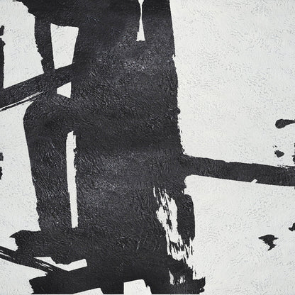 Modern Abstract Black and White Oil Painting for Contemporary Decor