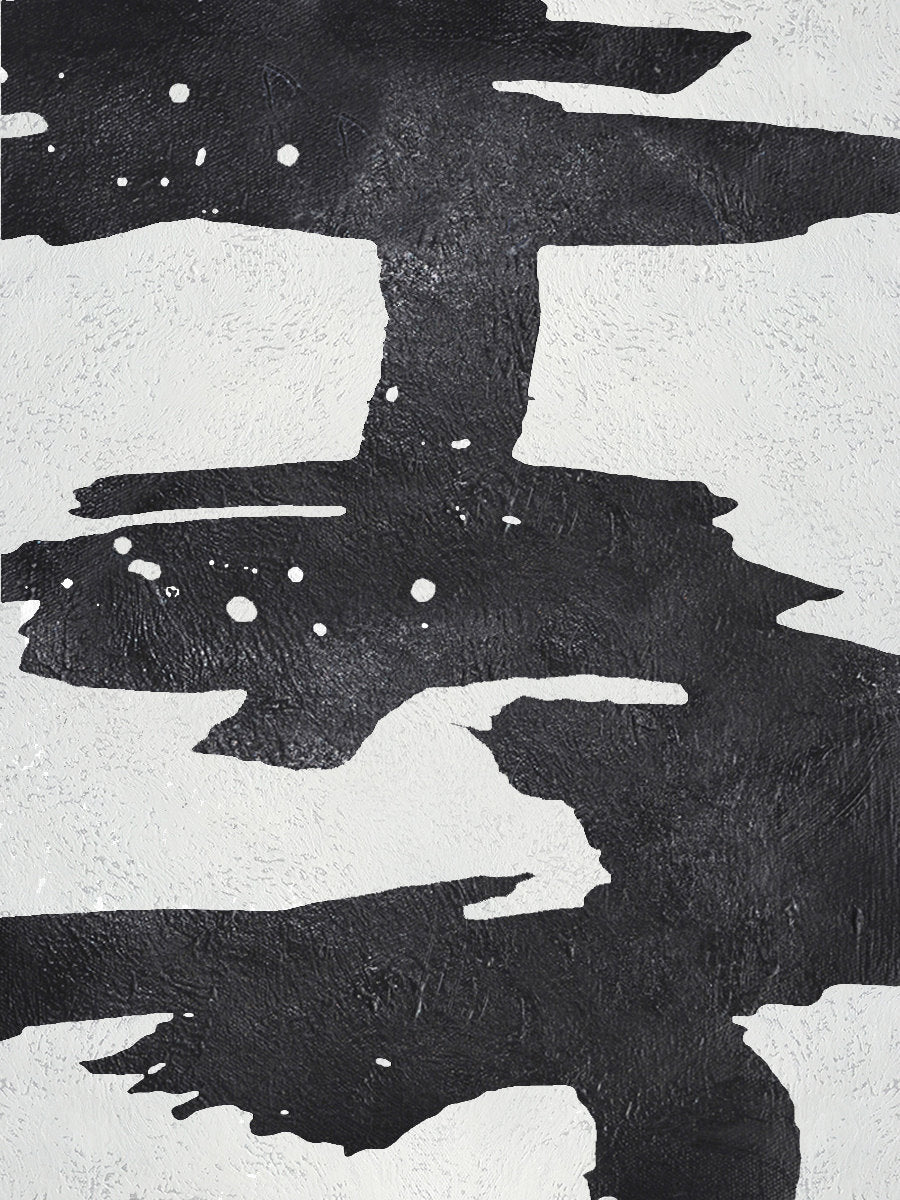 Modern Abstract Black and White Oil Painting for Contemporary Home Decor