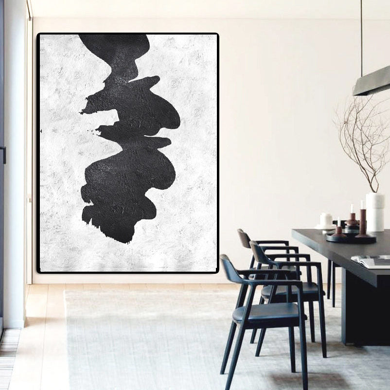 Abstract Black and White Oil Painting – Modern Home Decor Art