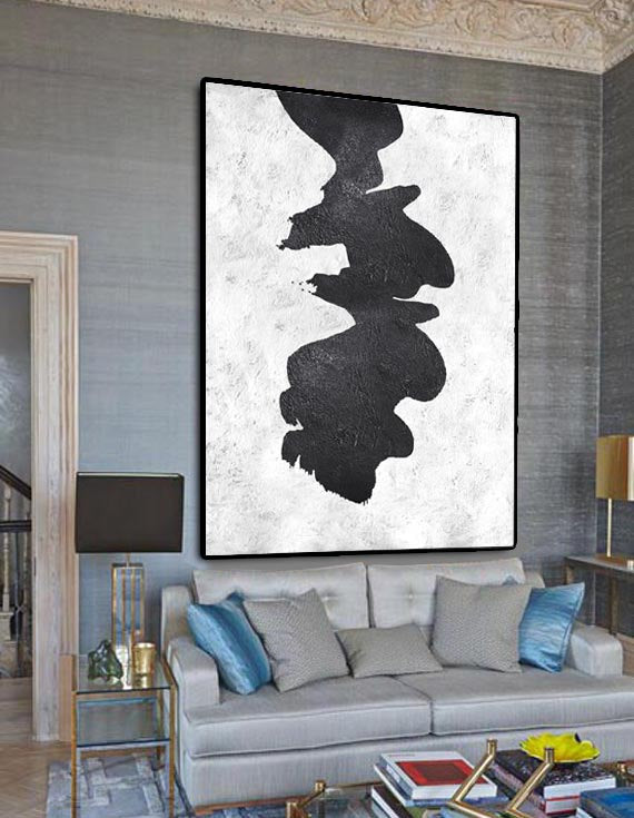 Abstract Black and White Oil Painting – Modern Home Decor Art