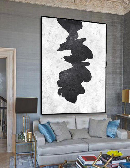 Abstract Black and White Oil Painting – Modern Home Decor Art