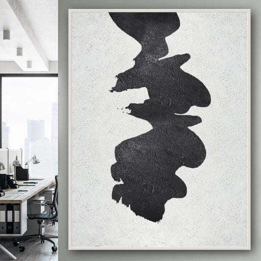 Abstract Black and White Oil Painting – Modern Home Decor Art