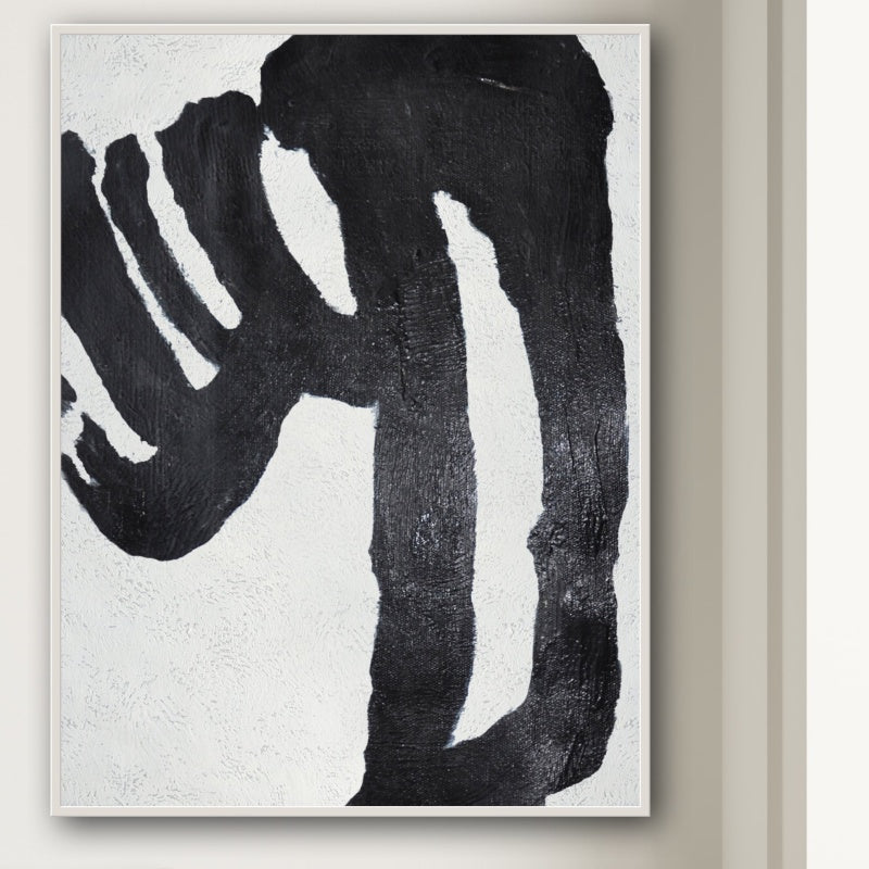 Abstract Black and White Oil Painting for Modern Home Decor