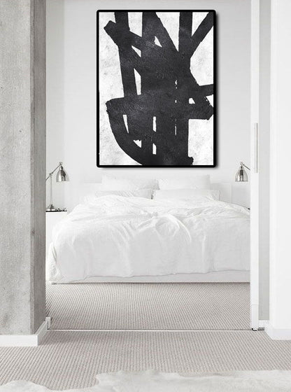 Abstract Black and White Oil Painting - Modern Wall Art for Elegant Interiors