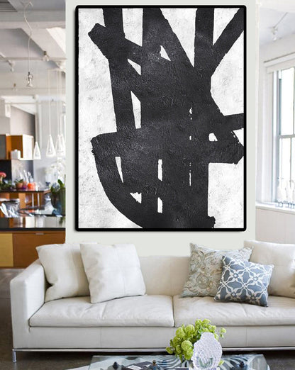 Abstract Black and White Oil Painting - Modern Wall Art for Elegant Interiors