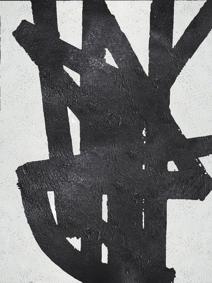 Abstract Black and White Oil Painting - Modern Wall Art for Elegant Interiors