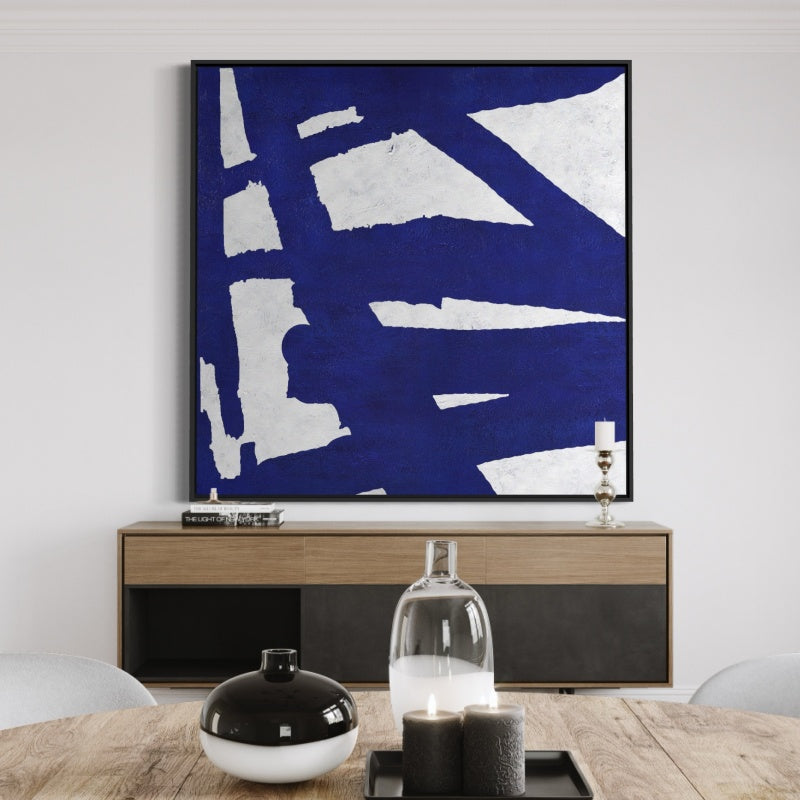 Abstract Blue Composition - Modern Oil Painting for Contemporary Decor