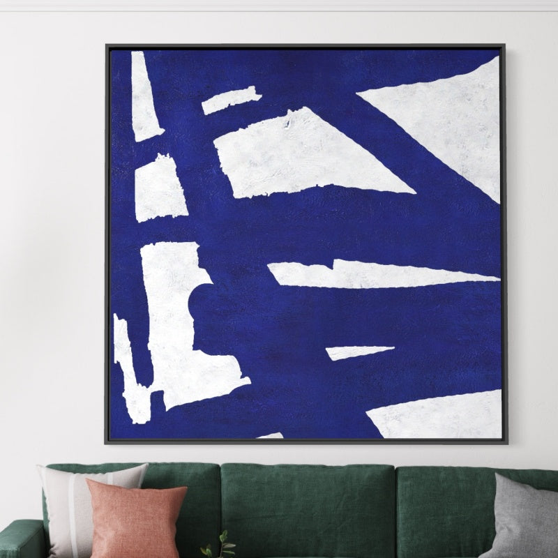 Abstract Blue Composition - Modern Oil Painting for Contemporary Decor