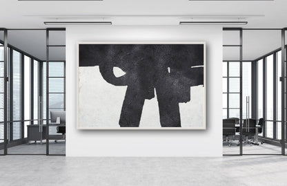 Contemporary Black and White Industrial Abstract Oil Painting