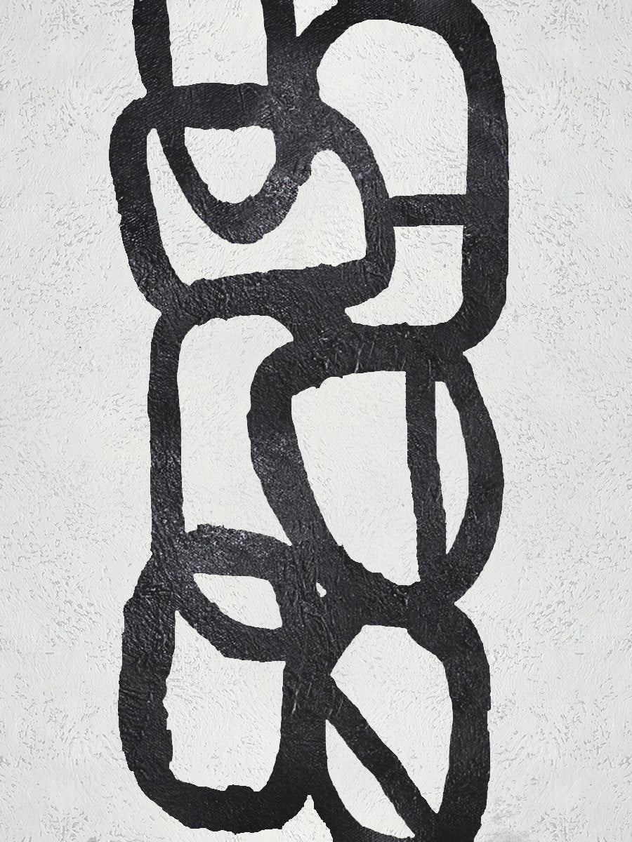 Modern Black and White Abstract Oil Painting for Contemporary Home Decor