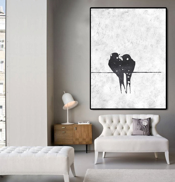 Romantic Lovebirds Oil Painting for Elegant Home Décor