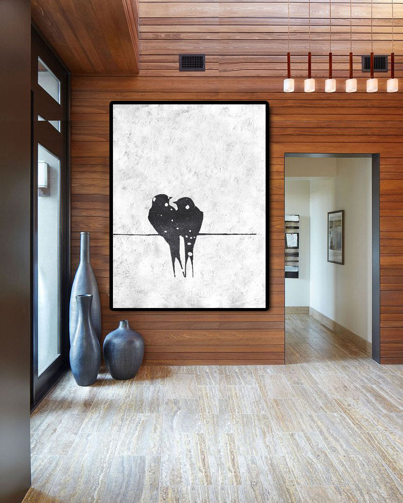 Romantic Lovebirds Oil Painting for Elegant Home Décor