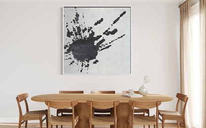 Dynamic Black and White Abstract Oil Painting for Modern Decor