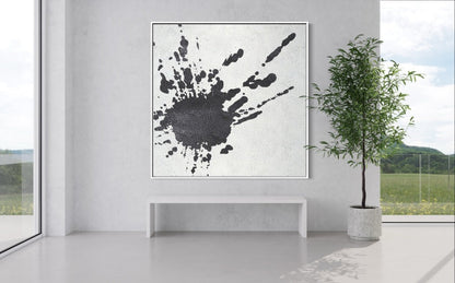 Dynamic Black and White Abstract Oil Painting for Modern Decor