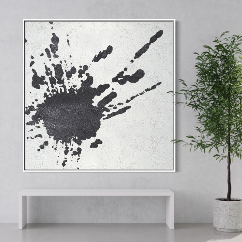 Dynamic Black and White Abstract Oil Painting for Modern Decor