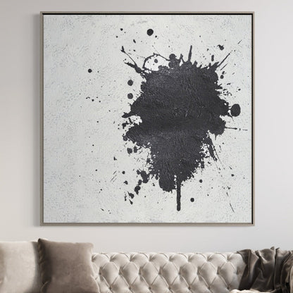 Abstract Black and White Dance of Colors - Modern Oil Painting for Unique Home Decor