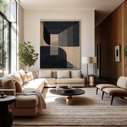 Stylish Geometric Abstract Oil Painting for Modern Home Decor