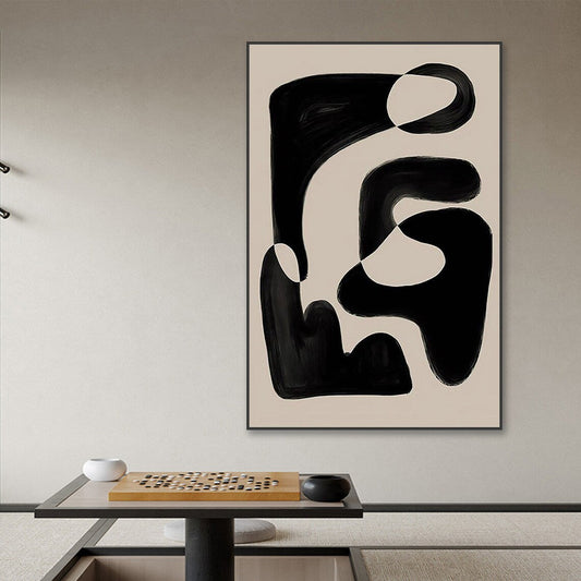 Abstract Black and White Oil Painting for Modern Home Decor