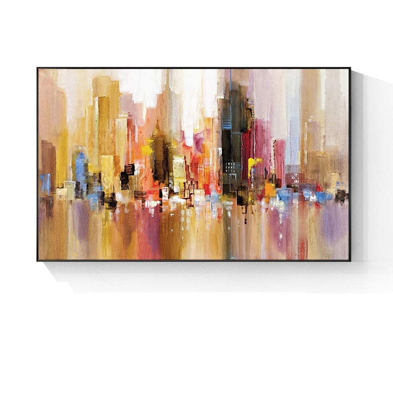 Vibrant Abstract Cityscape Oil Painting for Home Decor and Modern Art Lovers