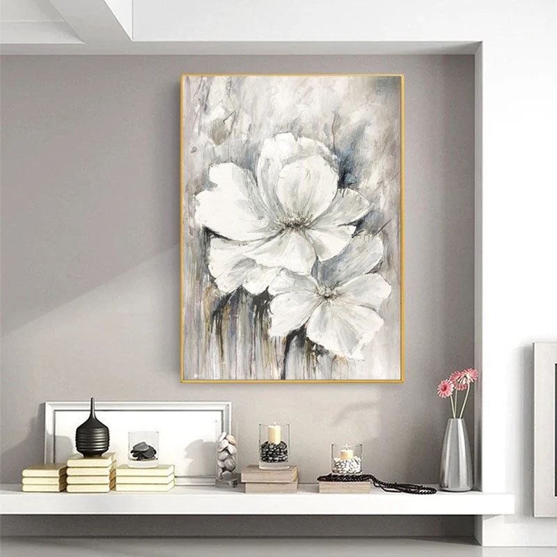 Elegant White Lily Oil Painting for Home Decor and Floral Art Enthusiasts