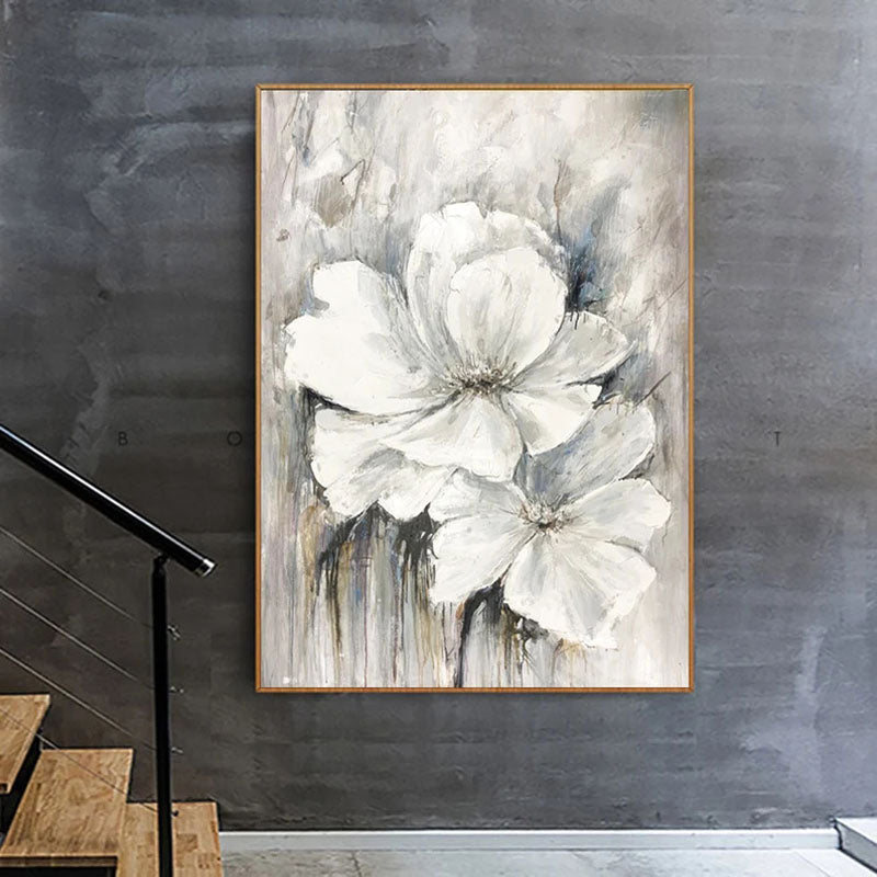 Elegant White Lily Oil Painting for Home Decor and Floral Art Enthusiasts