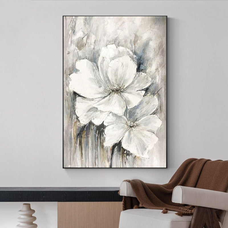 Elegant White Lily Oil Painting for Home Decor and Floral Art Enthusiasts