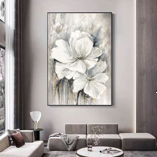 Elegant White Lily Oil Painting for Home Decor and Floral Art Enthusiasts