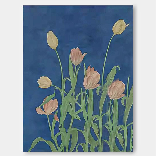 Stunning Floral Oil Painting on Canvas - Vibrant Tulip Artwork for Home Decor