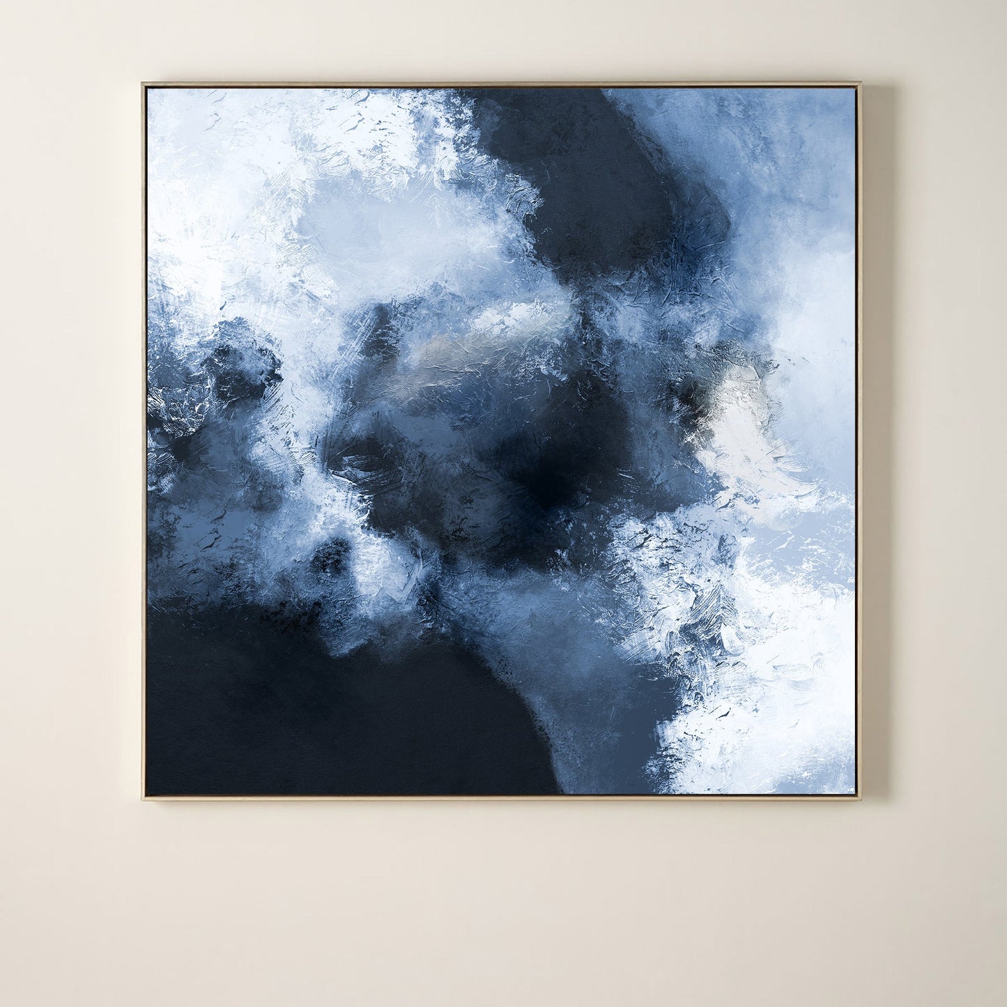 Serene Blue Abstract Oil Painting for Modern Home Décor