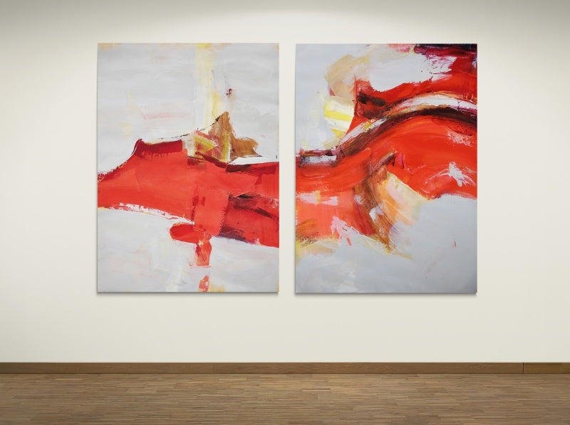 Abstract Fire-Themed Oil Painting with Vibrant Red and Orange Hues for Modern Decor