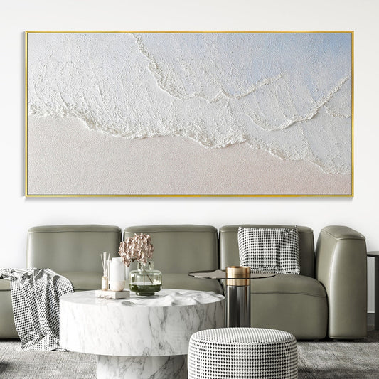 Serene Ocean Wave Reflection: Elegant Modern Oil Painting for Coastal Decor