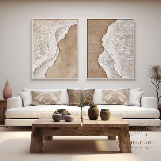 Coastal Harmony: Abstract Oil Painting Panels for Serene Home Décor
