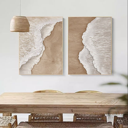Coastal Harmony: Abstract Oil Painting Panels for Serene Home Décor