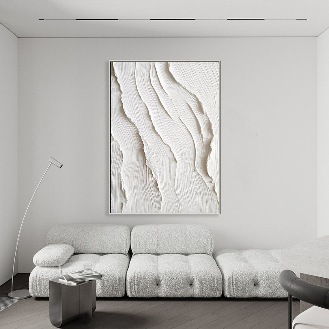 Serene Abstract White Dune Oil Painting for Modern Home Decor