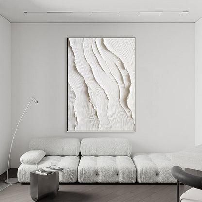 Serene Abstract White Dune Oil Painting for Modern Home Decor