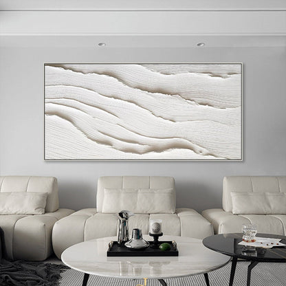Elegant White Waves Oil Painting for Serene Home Décor