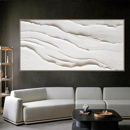 Elegant White Waves Oil Painting for Serene Home Décor
