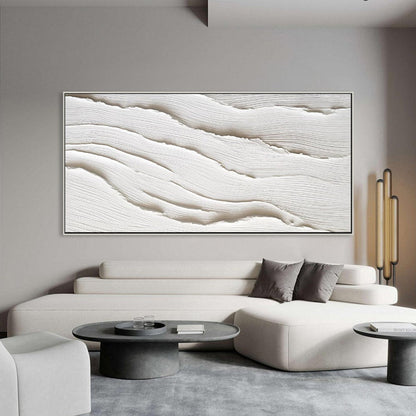 Elegant White Waves Oil Painting for Serene Home Décor