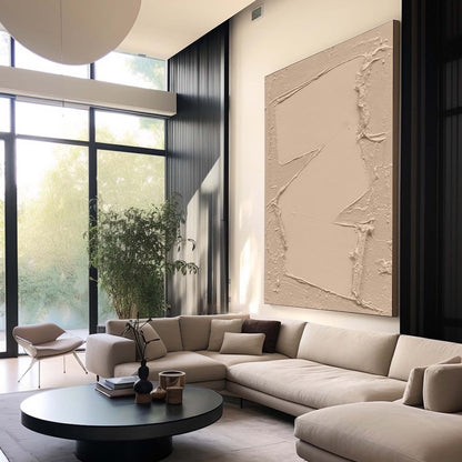 Abstract Beige Oil Painting for Modern Home Decor