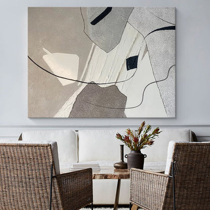 Elegant Abstract Geometric Oil Painting for Modern Home Decor