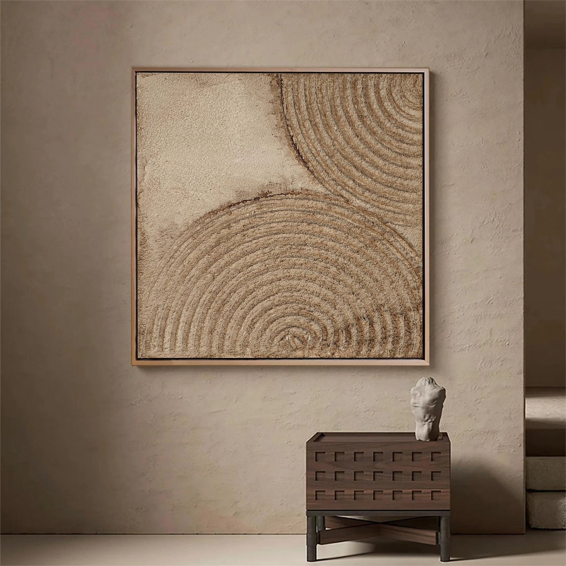 Tranquil Sand Patterns Abstract Oil Painting for Modern Home Decor